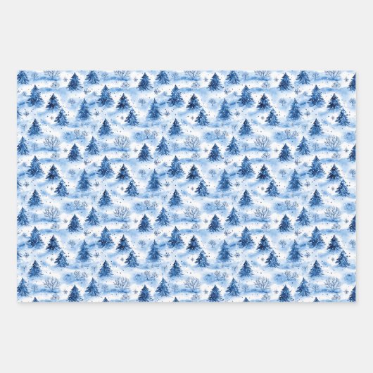 Blaue Weihnachtsfeier Geschenkpapier Set (Vorderseite 3)