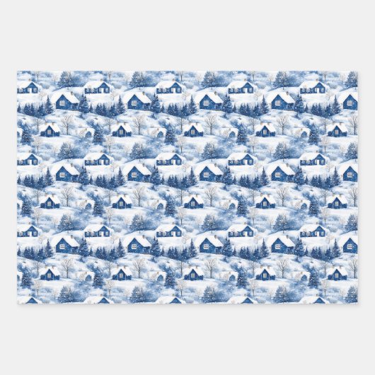 Blaue Weihnachtsfeier Geschenkpapier Set (Vorderseite 2)