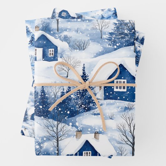 Blaue Weihnachtsfeier Geschenkpapier Set (Beispiel)
