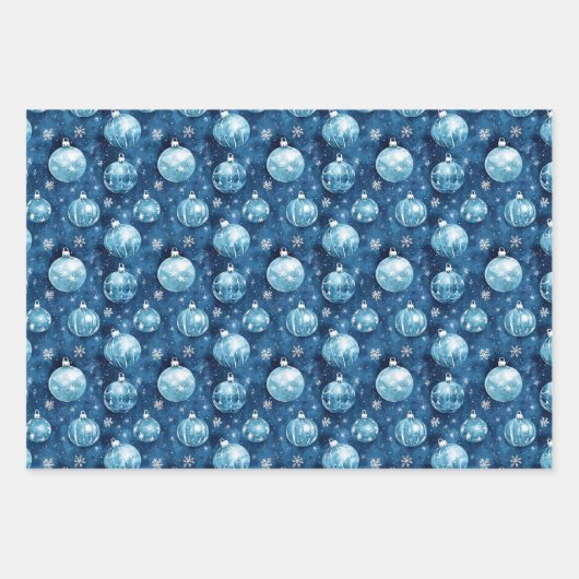 Blaue Weihnachtsfeier Geschenkpapier Set (Vorderseite 3)