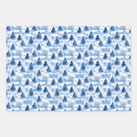 Blaue Weihnachtsfeier Geschenkpapier Set (Vorderseite 3)