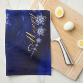 Blaue Weihnachtsfeier Geschirrtuch (Viertel Falte)
