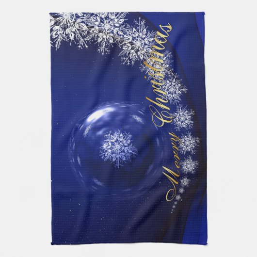 Blaue Weihnachtsfeier Geschirrtuch (Vertikal)