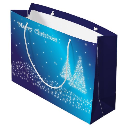 Blaue Weihnachtsfeier Große Geschenktüte (Rückseite Schrägansicht)