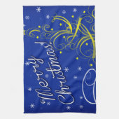 Blaue Weihnachtsfeier Handtuch (Vertikal)