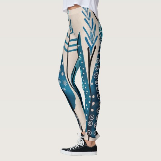 Blaue Weihnachtsfeier Leggings (Links)