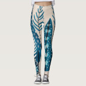 Blaue Weihnachtsfeier Leggings (Vorderseite)