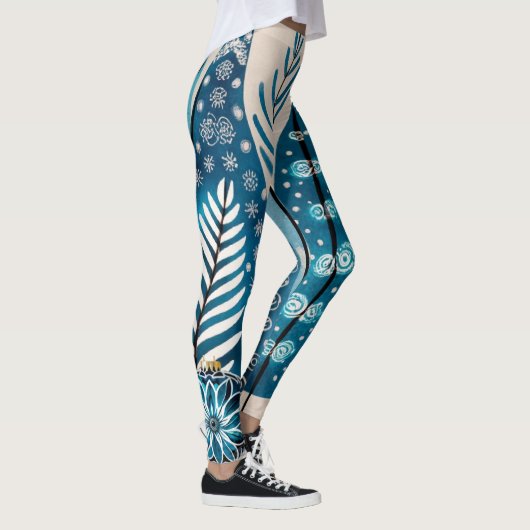 Blaue Weihnachtsfeier Leggings (Rechts)