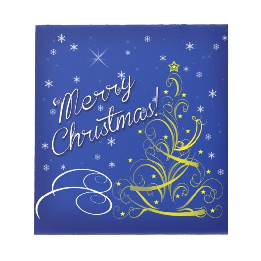 Blaue Weihnachtsfeier Notizblock (Vorderseite)