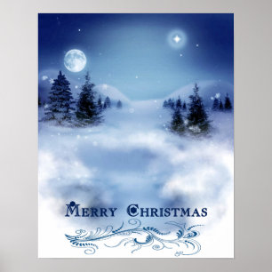 Blaue Weihnachtsfeier Poster