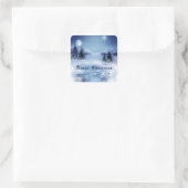 Blaue Weihnachtsfeier Quadratischer Aufkleber (Tasche)