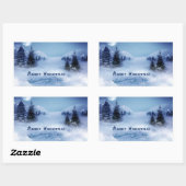 Blaue Weihnachtsfeier Rechteckiger Aufkleber (Blatt)