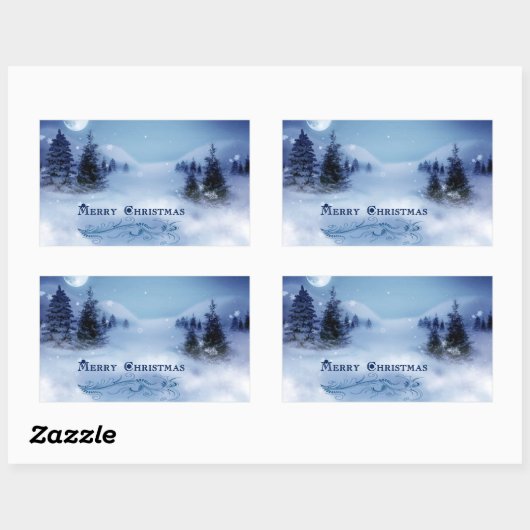 Blaue Weihnachtsfeier Rechteckiger Aufkleber (Blatt)