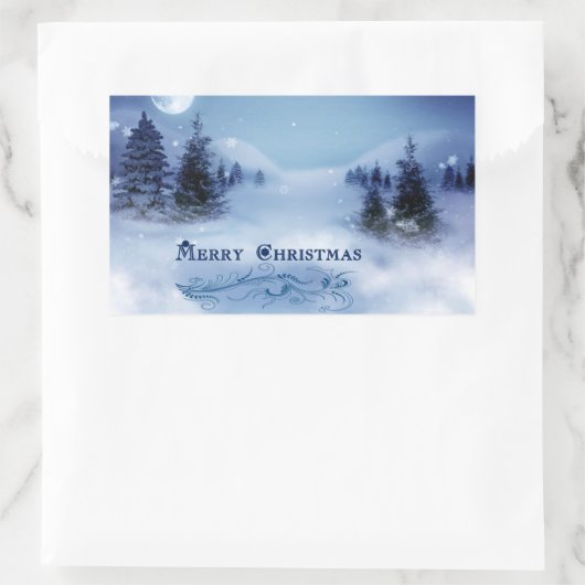 Blaue Weihnachtsfeier Rechteckiger Aufkleber (Tasche)