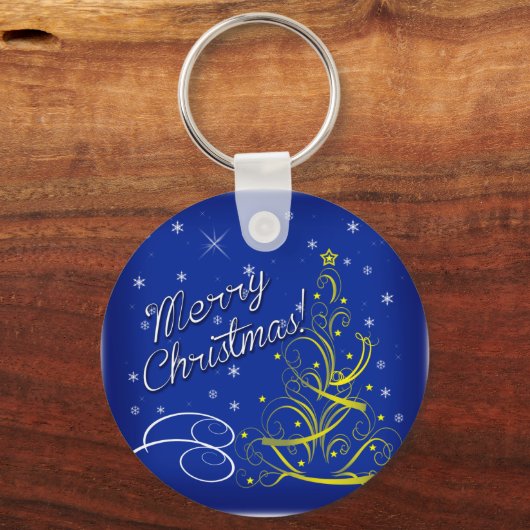 Blaue Weihnachtsfeier Schlüsselanhänger (Vorderseite)