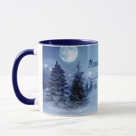 Blaue Weihnachtsfeier Tasse (Links)