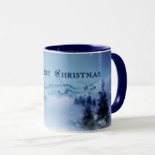 Blaue Weihnachtsfeier Tasse (VorderseiteRechts)