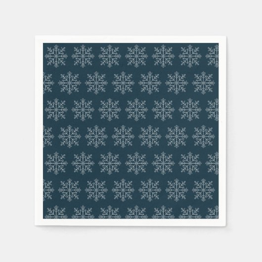 Blaue Weihnachtsfeiertage Schneeflocke Serviette (Vorderseite)