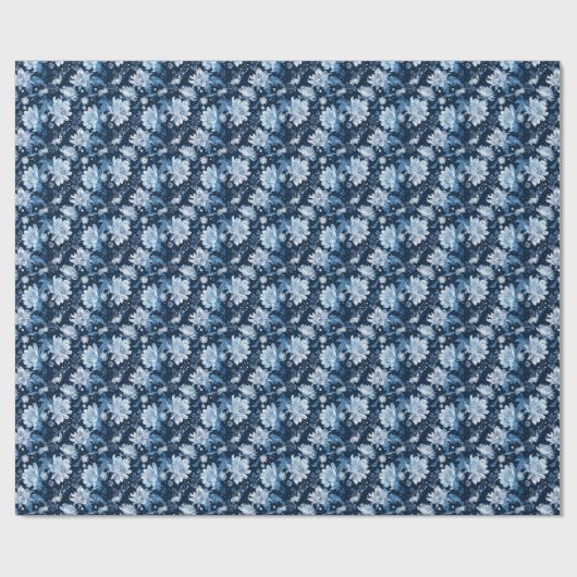 Blaue Weihnachtsferien-Blume Geschenkpapier (Flach)