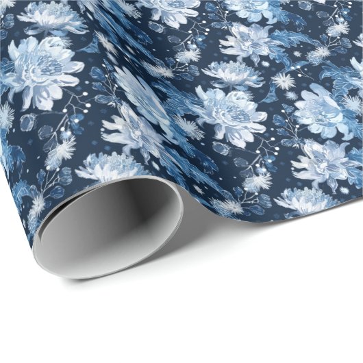 Blaue Weihnachtsferien-Blume Geschenkpapier (Rolleneckpunkt)