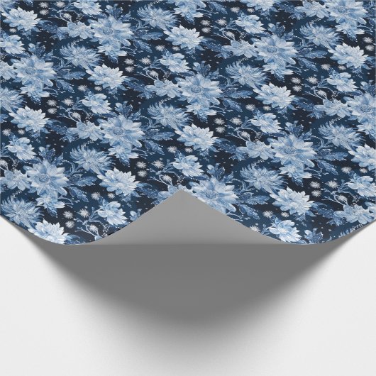 Blaue Weihnachtsferien-Blume Geschenkpapier (Ecke)