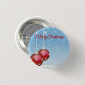 Blaue Weihnachtsflocken mit Ornament Button (Vorne & Hinten)