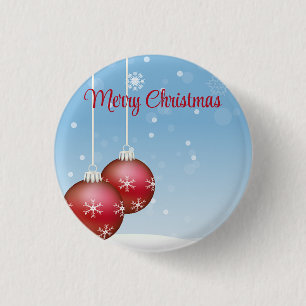 Blaue Weihnachtsflocken mit Ornament Button