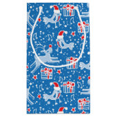 Blaue Weihnachtsgeschenke für Vögel und Rentiere Kleine Geschenktüte (Rückseite)