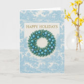 Blaue Weihnachtskarte mit Winterkranz Karte (Gelbe Blume)