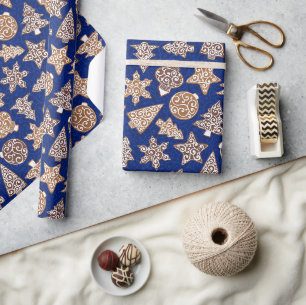 Blaue Weihnachtskekse Geschenkpapier