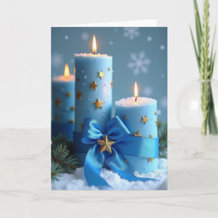 Blaue Weihnachtskerzen Karte