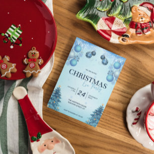 Blaue Weihnachtskugeln Weihnachten Einladung
