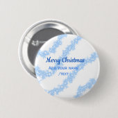 Blaue Weihnachtslieder mit glänzenden Glitzer trag Button (Vorne & Hinten)