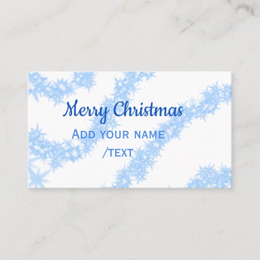 Blaue Weihnachtslieder mit glänzenden Glitzer trag Visitenkarte (Vorderseite)