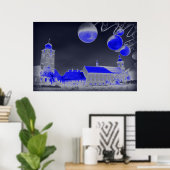 Blaue Weihnachtsnachtsnacht Poster (Heimbüro)