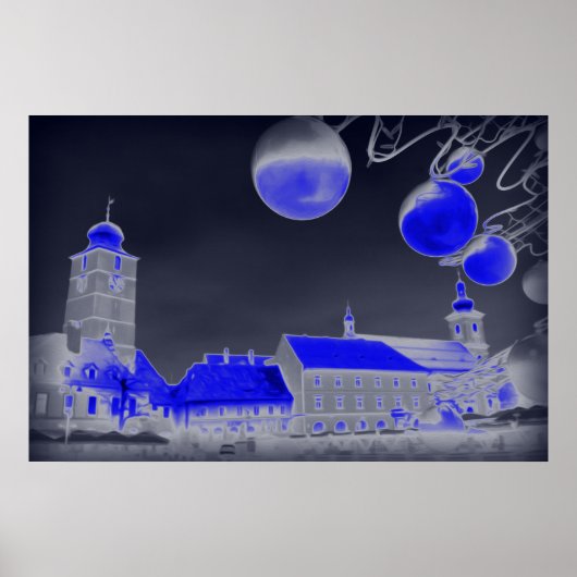 Blaue Weihnachtsnachtsnacht Poster (Vorne)