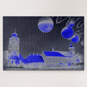 Blaue Weihnachtsnachtsnacht Puzzle