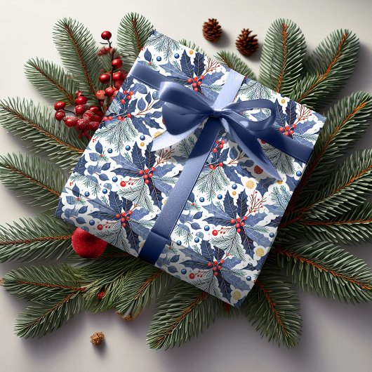 Blaue Weihnachtspattern #17 ID1009 Geschenkpapier