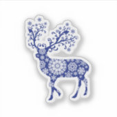 Blaue Weihnachtsrinder Aufkleber (Vorderseite)
