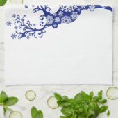 Blaue Weihnachtsrotwild Küchentuch (Gefaltet)