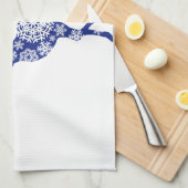 Blaue Weihnachtsrotwild Küchentuch (Viertel Falte)