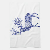 Blaue Weihnachtsrotwild Küchentuch (Vertikal)