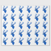 Blaue Weihnachtsrotwild mit Nerdgläsern Geschenkpapier (Flach)