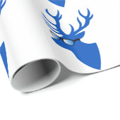 Blaue Weihnachtsrotwild mit Nerdgläsern Geschenkpapier (Rolleneckpunkt)