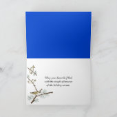 Blaue Weihnachtsschmuck im Schnee Feiertagskarte (Innenseite)