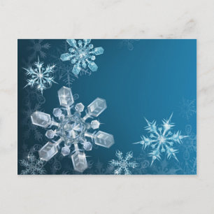 Blaue Weihnachtsschneeflocke Feiertagspostkarte