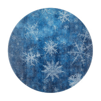 Blaue Weihnachtsschneeflocke Schneidebrett