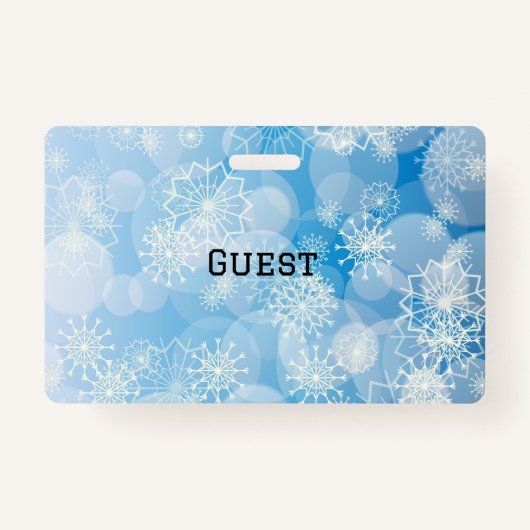 Blaue Weihnachtsschneeflocken Ausweis (Vorderseite)