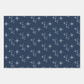Blaue Weihnachtsschneeflocken Evergreen Trees Geschenkpapier Set (Vorderseite)