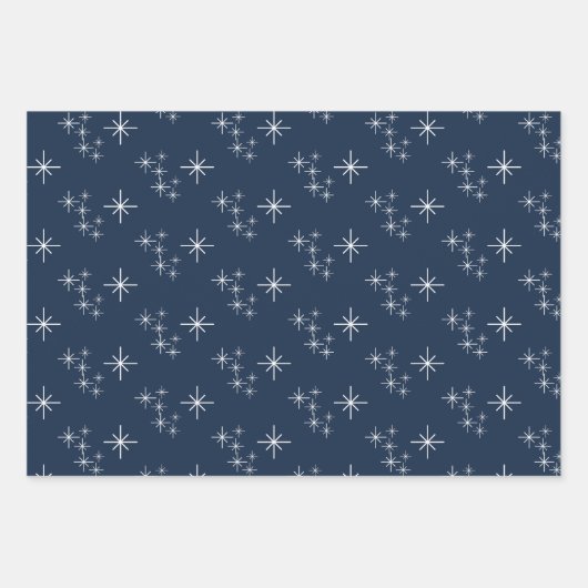 Blaue Weihnachtsschneeflocken Evergreen Trees Geschenkpapier Set (Vorderseite)